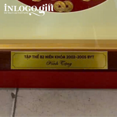 Tranh dát vàng in logo họa tiết rồng nền vàng TDV-01
