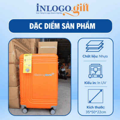 Vali in logo kéo nhựa ABS màu cam size 20 VL-02