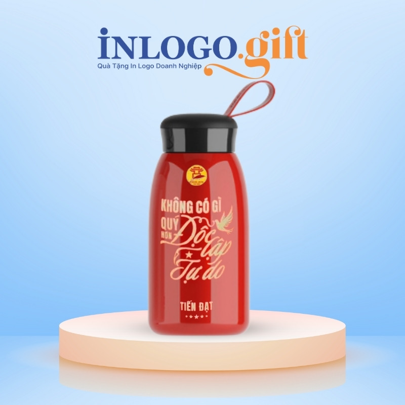 Bình giữ nhiệt quà tặng Đại Hội in logo quai xách nắp vặn 520ml BGN-17
