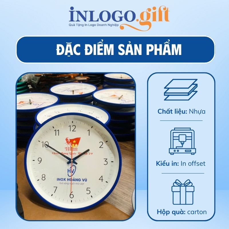 Đồng hồ treo tường in logo quà tặng Đại hội số in ĐHT-09