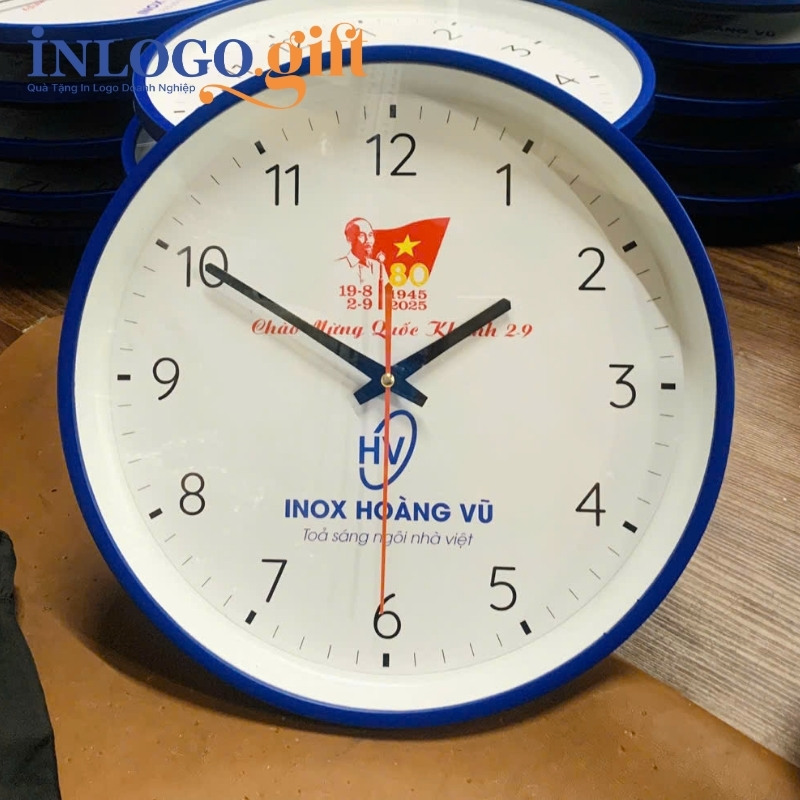 Đồng hồ treo tường in logo quà tặng Đại hội số in ĐHT-09