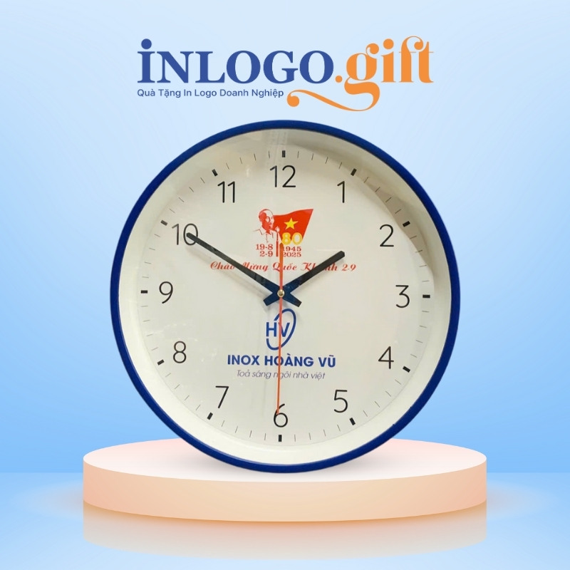 Đồng hồ treo tường in logo quà tặng Đại hội số in ĐHT-09