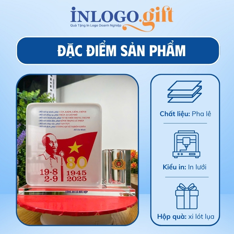 Kỷ niệm chương quà tặng Đại Hội in logo pha lê KNC-13