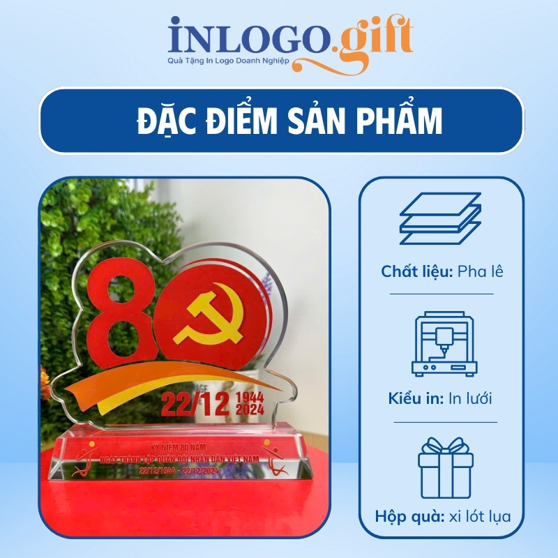 Kỷ niệm chương quà tặng Đại Hội in logo pha lê KNC-11