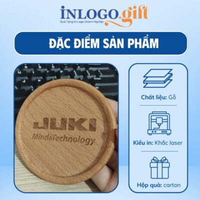 Lót ly in logo gỗ hình tròn 8.7cmx7.2cm LL-01