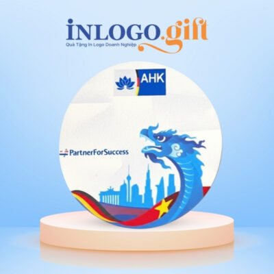 Lót ly in logo gốm sứ hình tròn 9cm LL-02