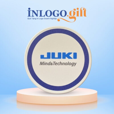 Lót ly in logo gốm sứ hình tròn 9cm LL-03