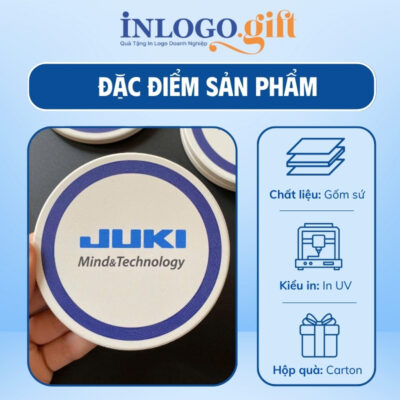 Lót ly in logo gốm sứ hình tròn 9cm LL-03