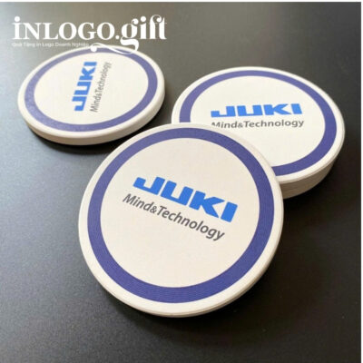 Lót ly in logo gốm sứ hình tròn 9cm LL-03