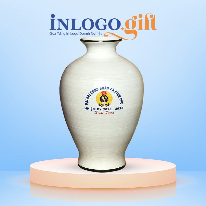 Quà tặng Đại Hội in logo bình hoa dáng đùi dế LH-23