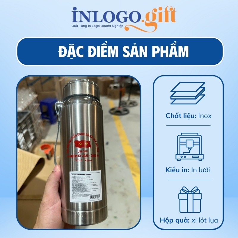 Quà tặng Đại Hội in logo bình giữ nhiệt thương hiệu Sunhouse 1L BGN-15