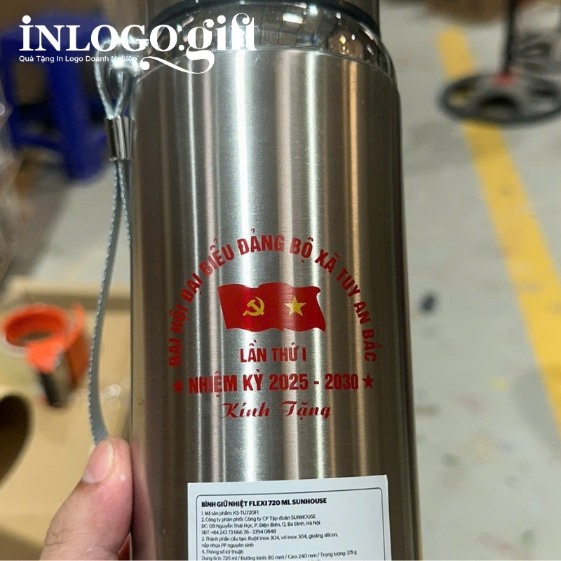 Quà tặng Đại Hội in logo bình giữ nhiệt thương hiệu Sunhouse 1L BGN-15