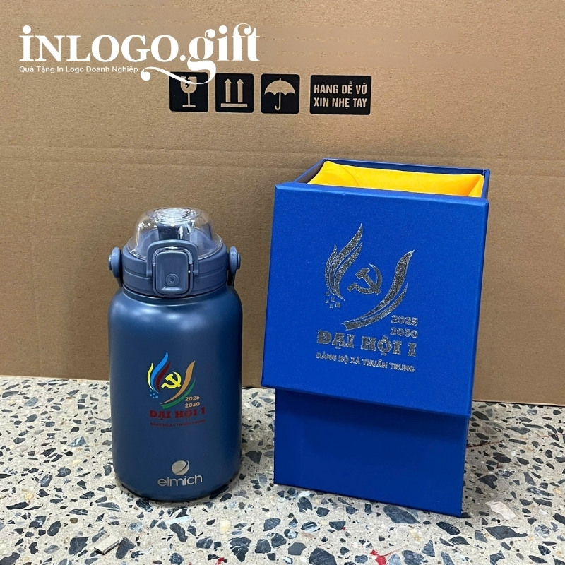 In logo lên bình giữ nhiệt quà tặng Đại Hội thương hiệu Elmich 1.2L BGN-16