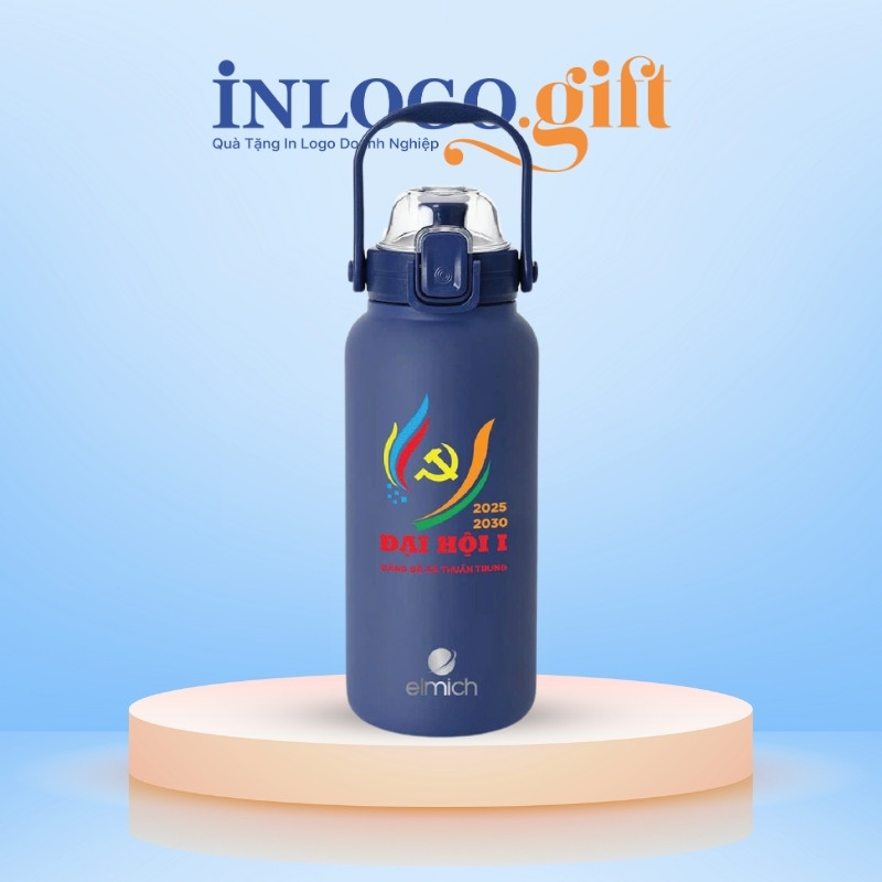 In logo lên bình giữ nhiệt quà tặng Đại Hội thương hiệu Elmich 1.2L BGN-16