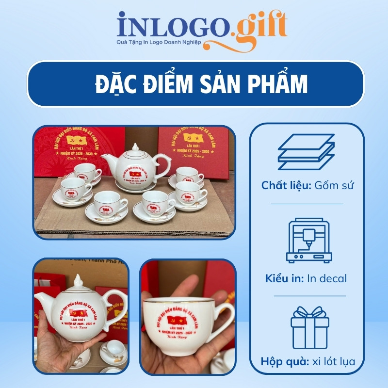 Quà tặng Đại hội in logo bộ ấm chén dáng bưởi lửa 650ml AC-26