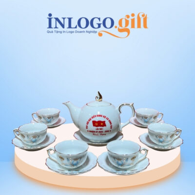 Quà tặng Đại hội in logo bộ ấm tích dáng bưởi lửa hoa sen 550ml AC-22
