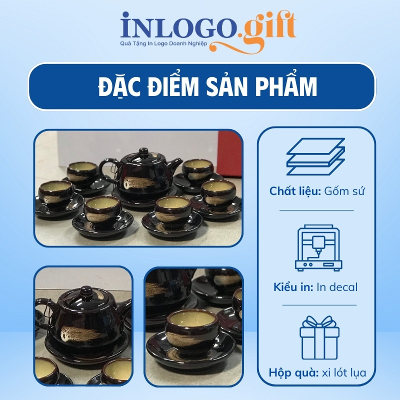 Ấm chén in logo dáng hoả biến 400ml quà tặng Đại hội AC-23