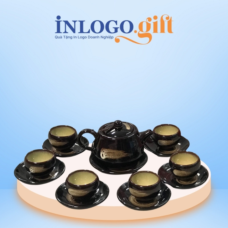 Ấm chén in logo dáng hoả biến 400ml quà tặng Đại hội AC-23
