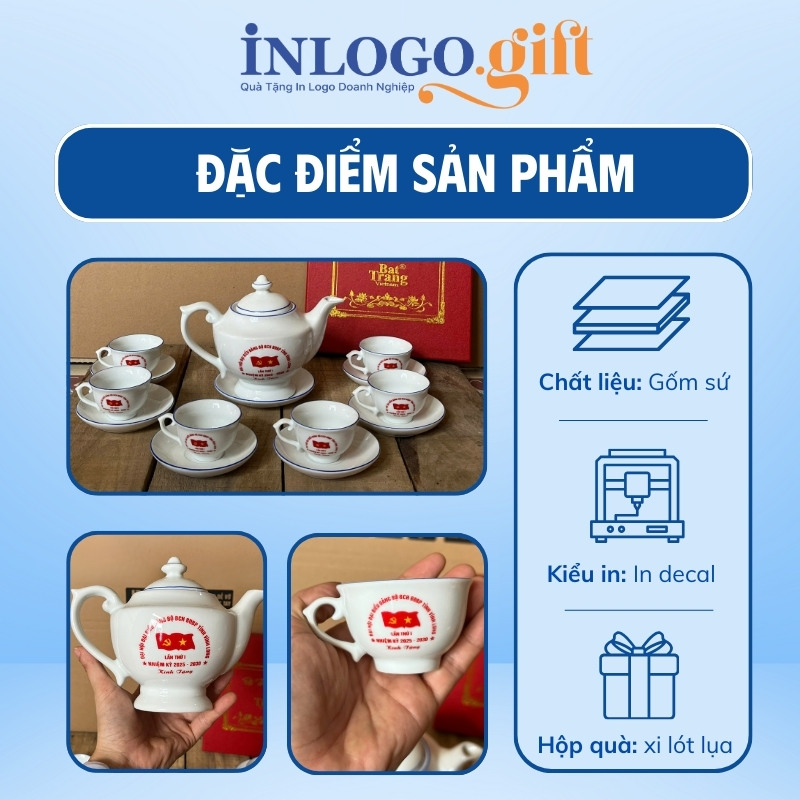 In logo lên ấm chén trà quà tặng Đại hội dáng thần đèn 650ml AC-25