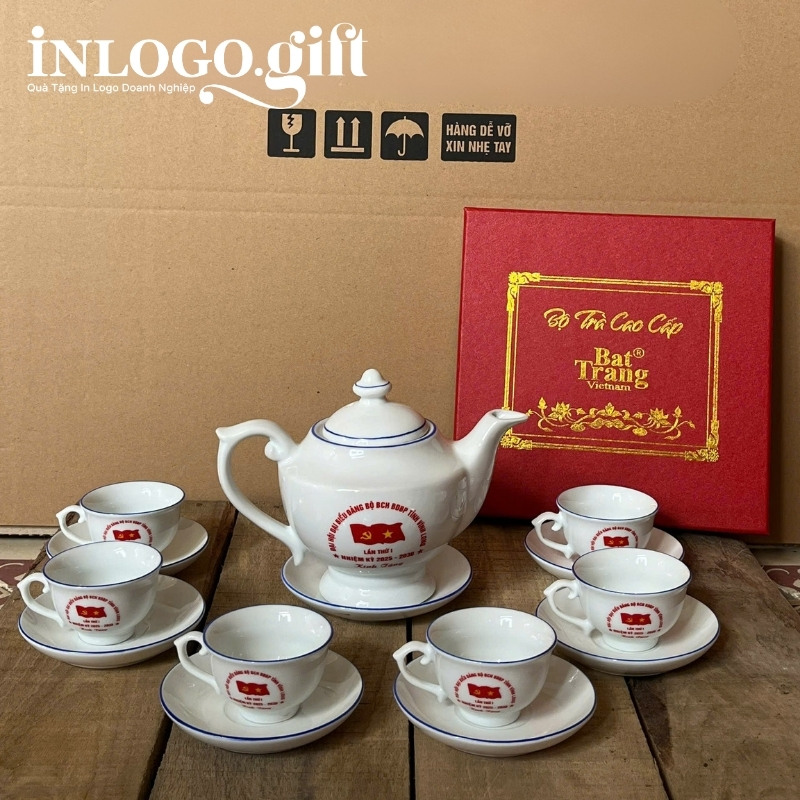 In logo lên ấm chén trà quà tặng Đại hội dáng thần đèn 650ml AC-25