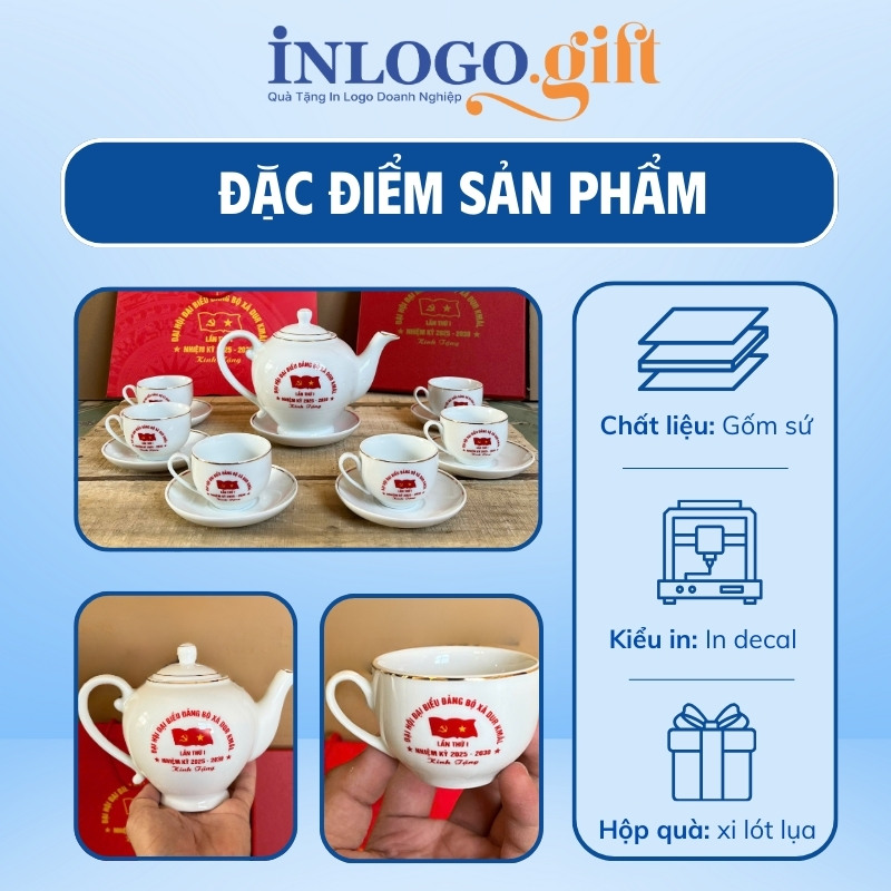 In logo lên ấm chén quà tặng Đại hội thương hiệu Camellia 500ml AC-32