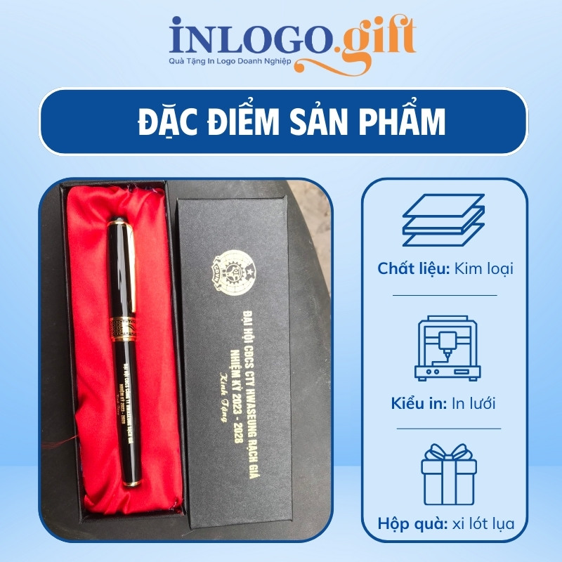 Bút ký quà tặng Đại hội in logo kim loại tổ ong 13cm BK-06