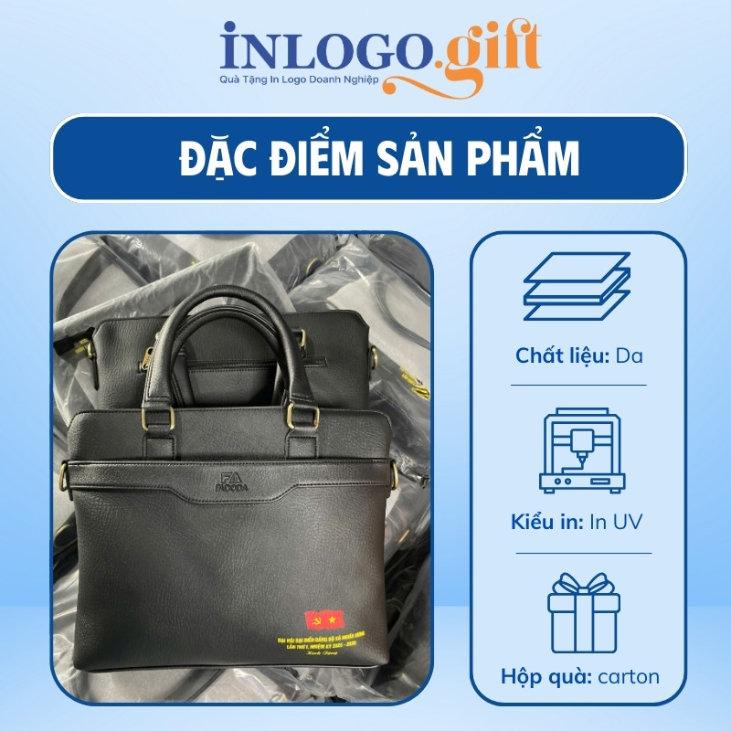 Cặp da quà tặng Đại Hội in logo thương hiệu FADODA CD-07