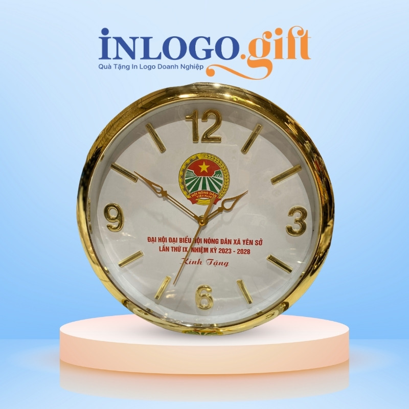 Đồng hồ treo tường quà tặng Đại hội in logo số cọc ĐHT-13