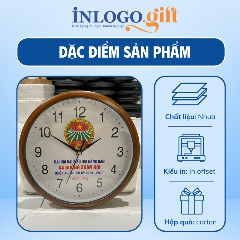 Quà tặng Đại hội in logo đồng hồ treo tường số in ĐHT-12