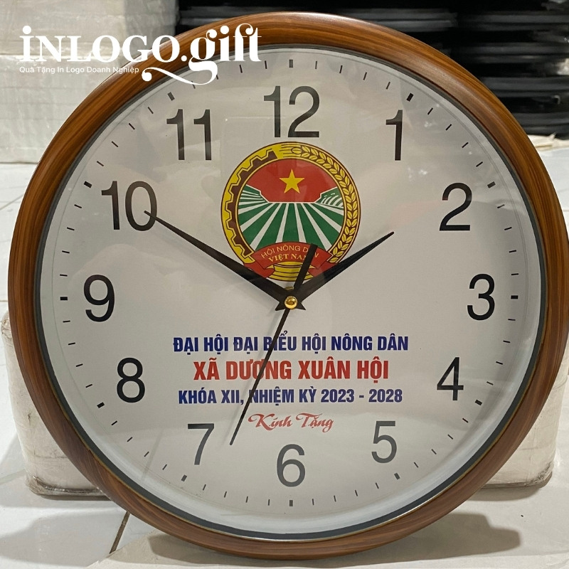 Quà tặng Đại hội in logo đồng hồ treo tường số in ĐHT-12