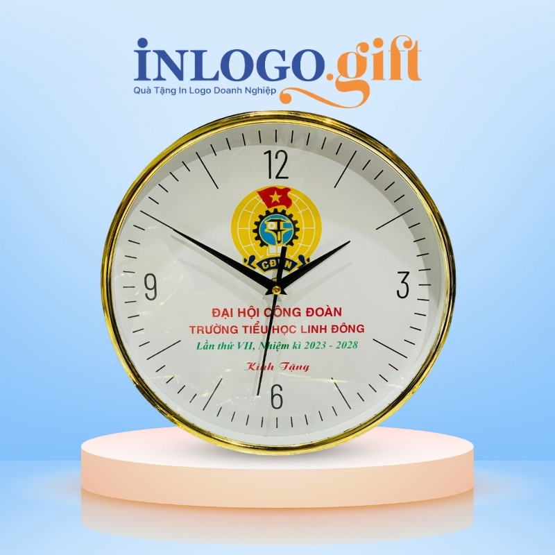 In logo lên đồng hồ treo tường quà tặng Đại hội số in ĐHT-14