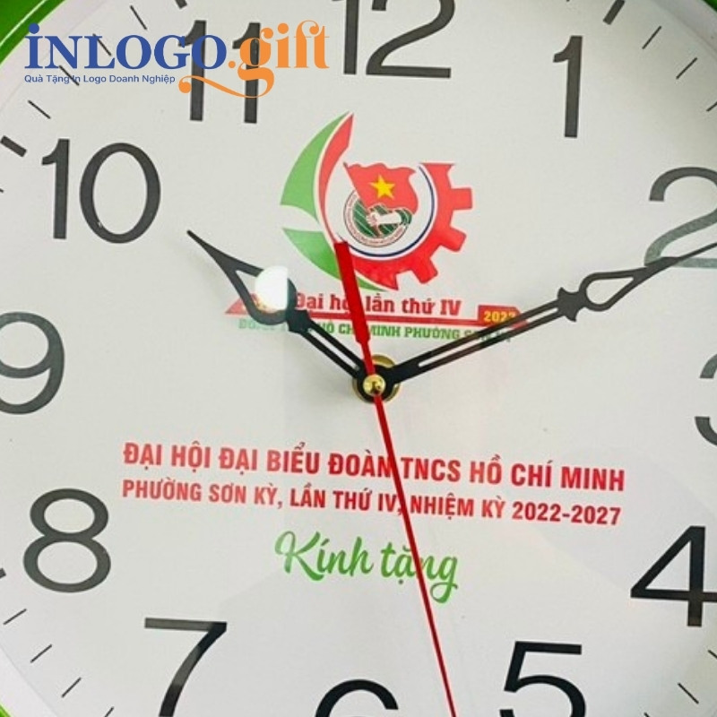Đồng hồ treo tường quà tặng Đại hội in logo số in ĐHT-15
