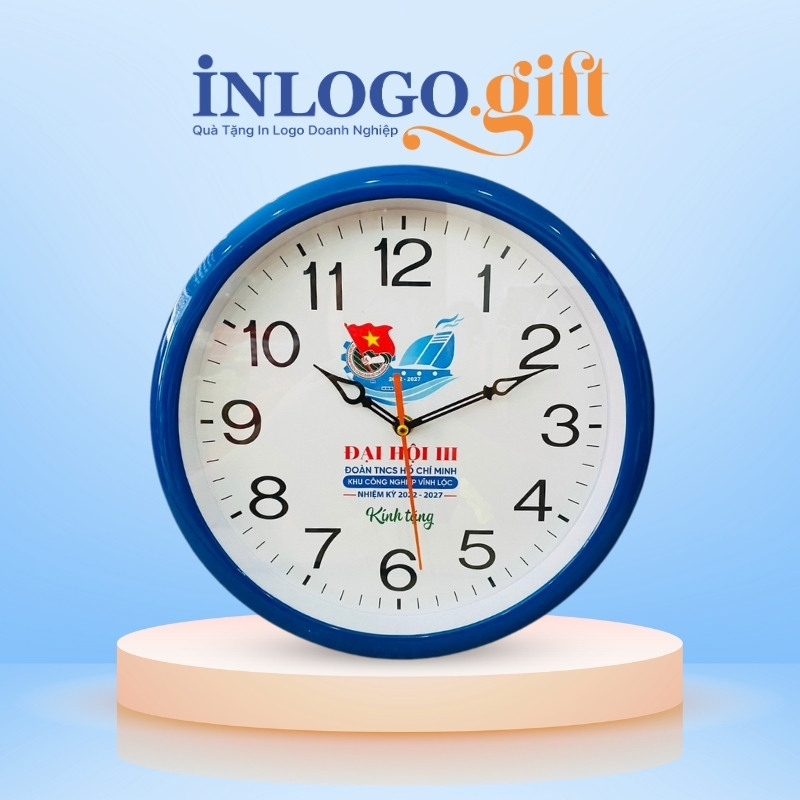 Đồng hồ treo tường quà tặng Đại hội in logo số in ĐHT-16