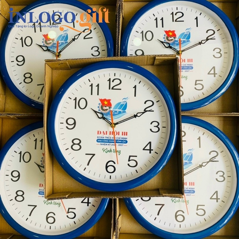 Đồng hồ treo tường quà tặng Đại hội in logo số in ĐHT-16