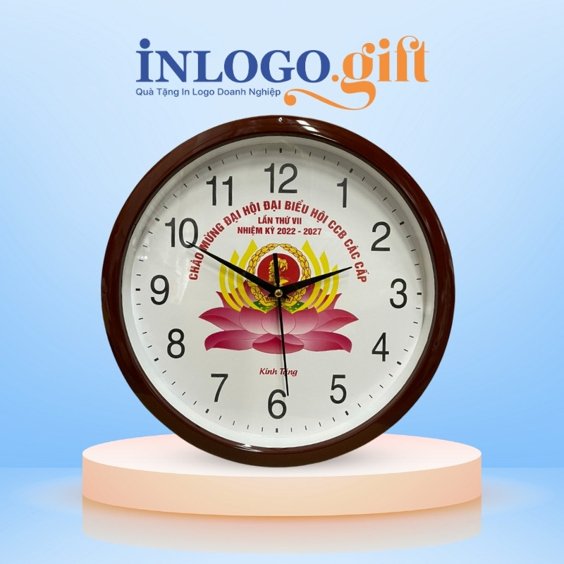 Quà tặng Đại hội in logo đồng hồ treo tường số in ĐHT-17