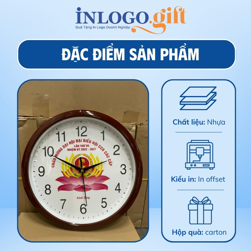 Quà tặng Đại hội in logo đồng hồ treo tường số in ĐHT-17
