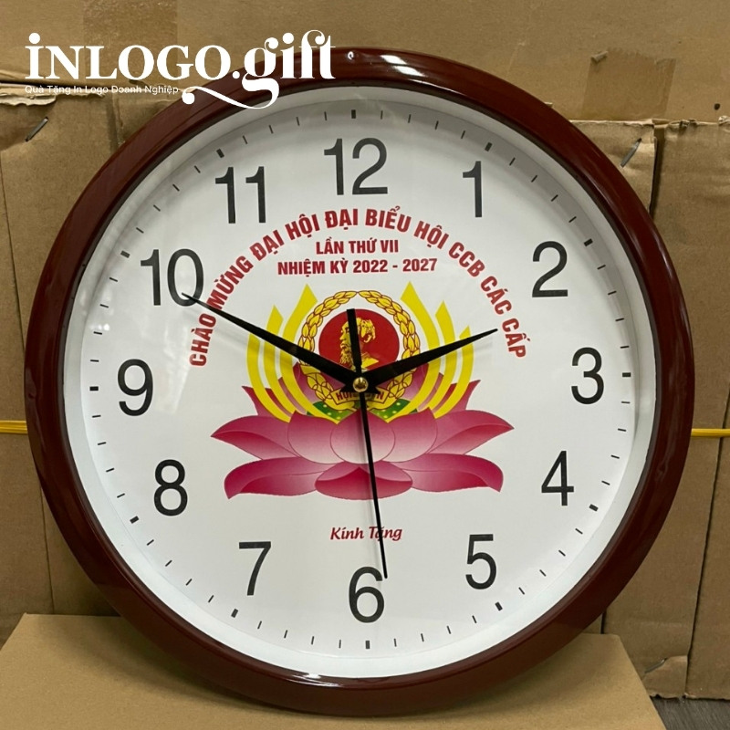 Quà tặng Đại hội in logo đồng hồ treo tường số in ĐHT-17