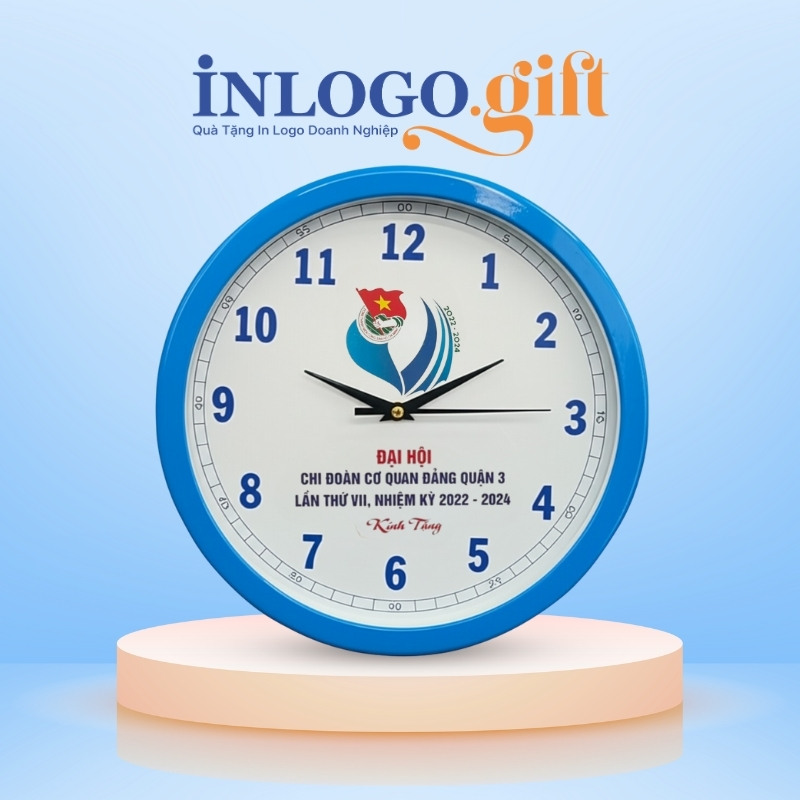 Quà tặng Đại hội đồng hồ treo tường in logo số in ĐHT-19