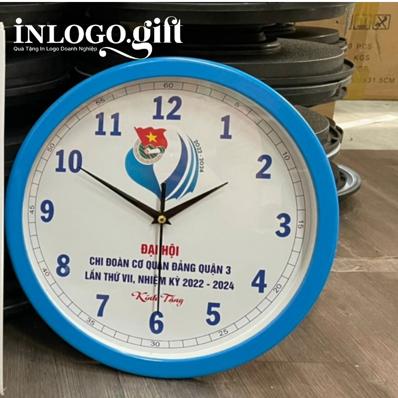 Quà tặng Đại hội đồng hồ treo tường in logo số in ĐHT-19