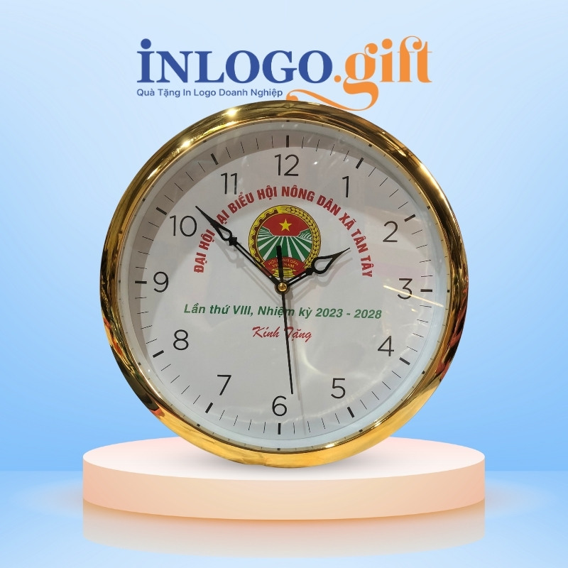 Quà tặng Đại hội đồng hồ treo tường in logo số in ĐHT-11