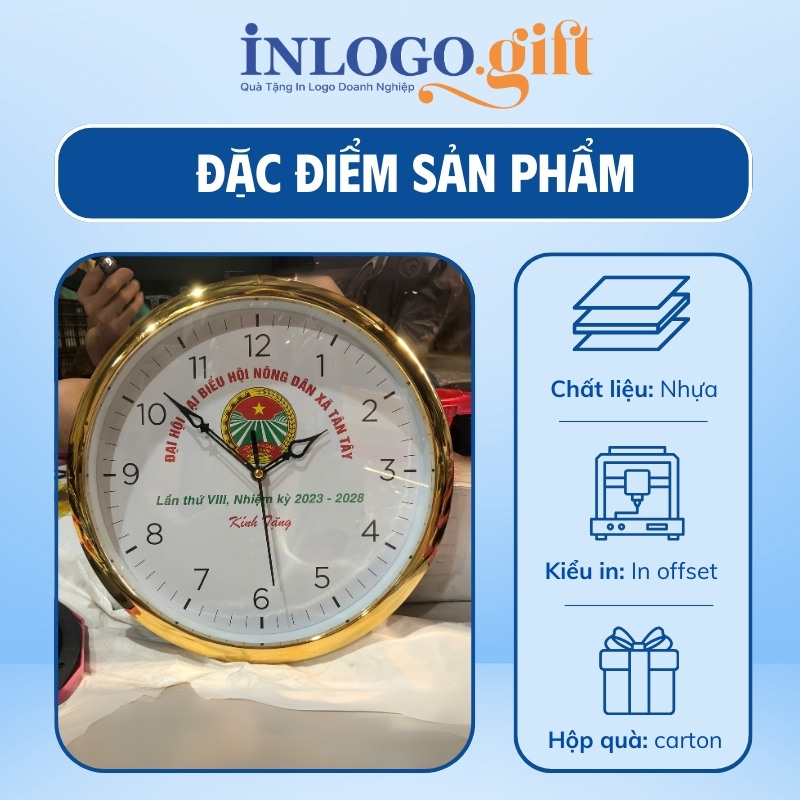 Quà tặng Đại hội đồng hồ treo tường in logo số in ĐHT-11