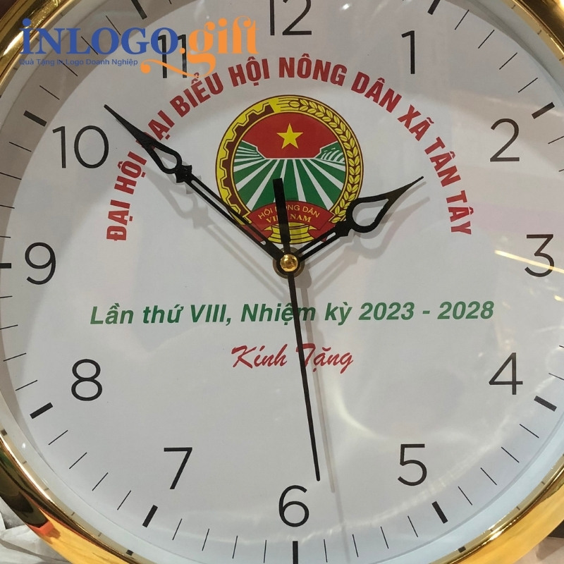Quà tặng Đại hội đồng hồ treo tường in logo số in ĐHT-11