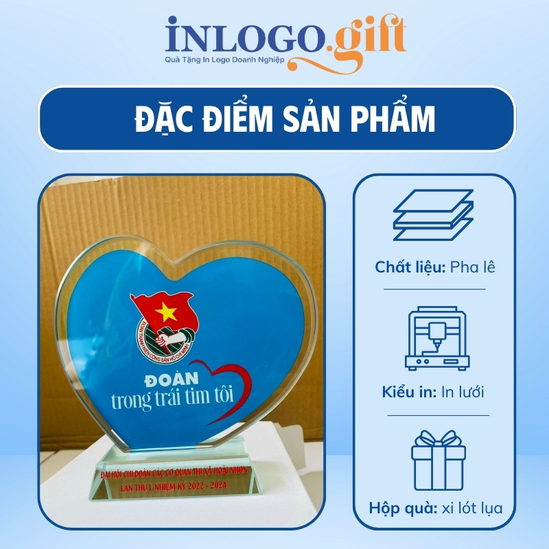 Kỷ niệm chương quà tặng Đại Hội in logo hình trái tim KNC-09