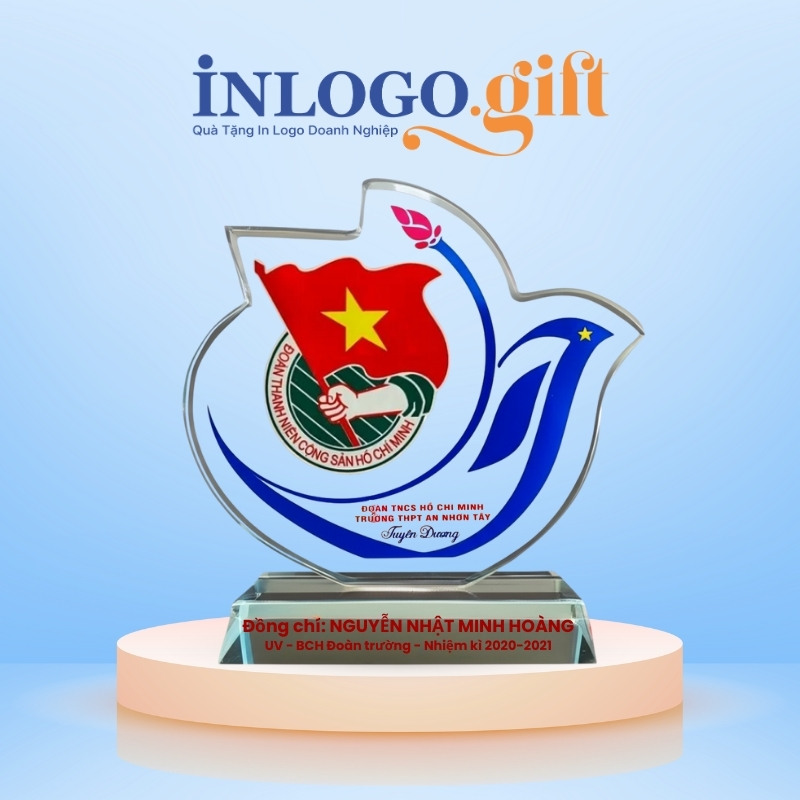 Kỷ niệm chương quà tặng Đại Hội in logo pha lê KNC-11