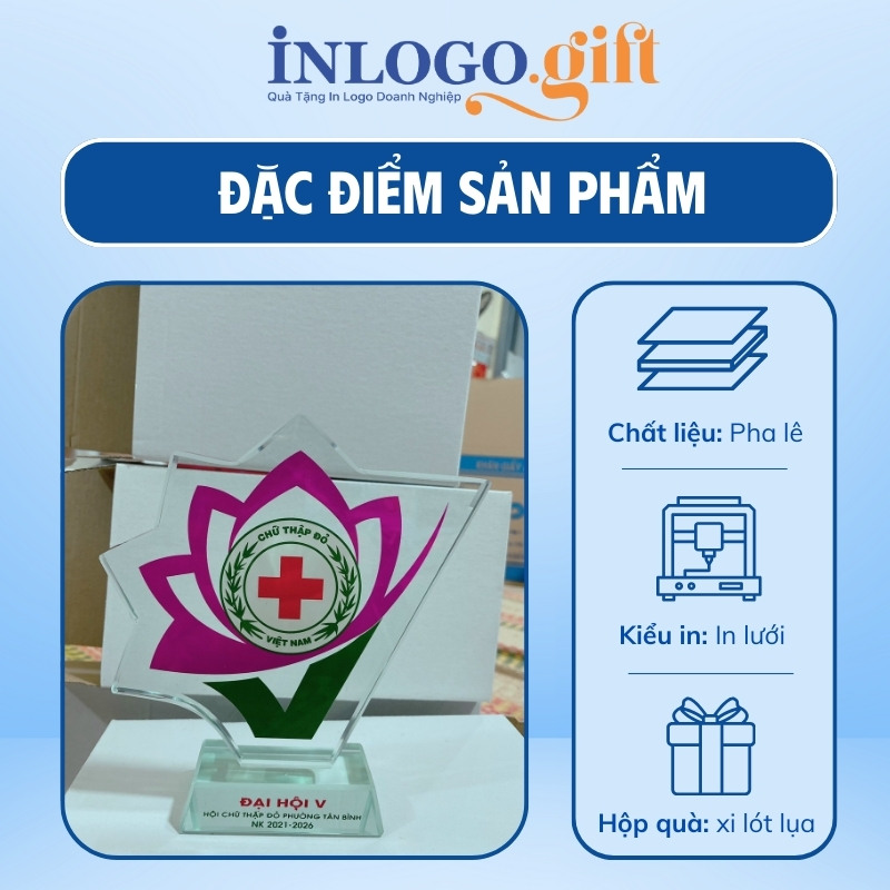 In logo lên kỷ niệm chương quà tặng Đại Hội pha lê KNC-12