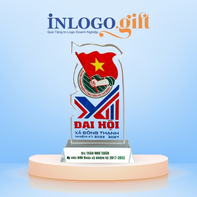 Quà tặng Đại Hội kỷ niệm chương in logo pha lê KNC-10