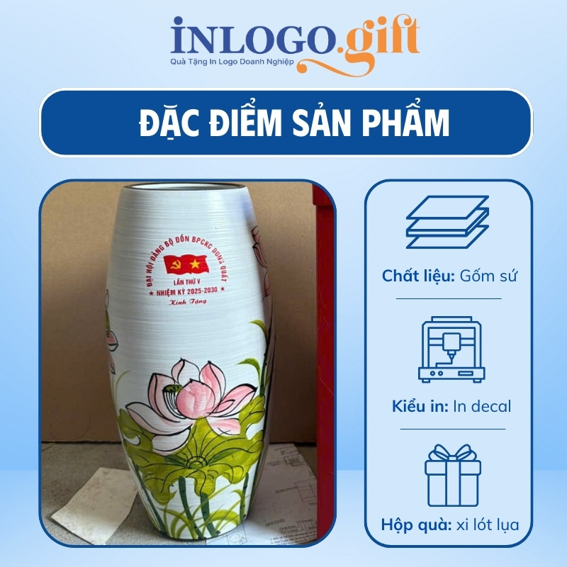 Quà tặng Đại Hội in logo bình hoa dáng bom hoa sen LH-21