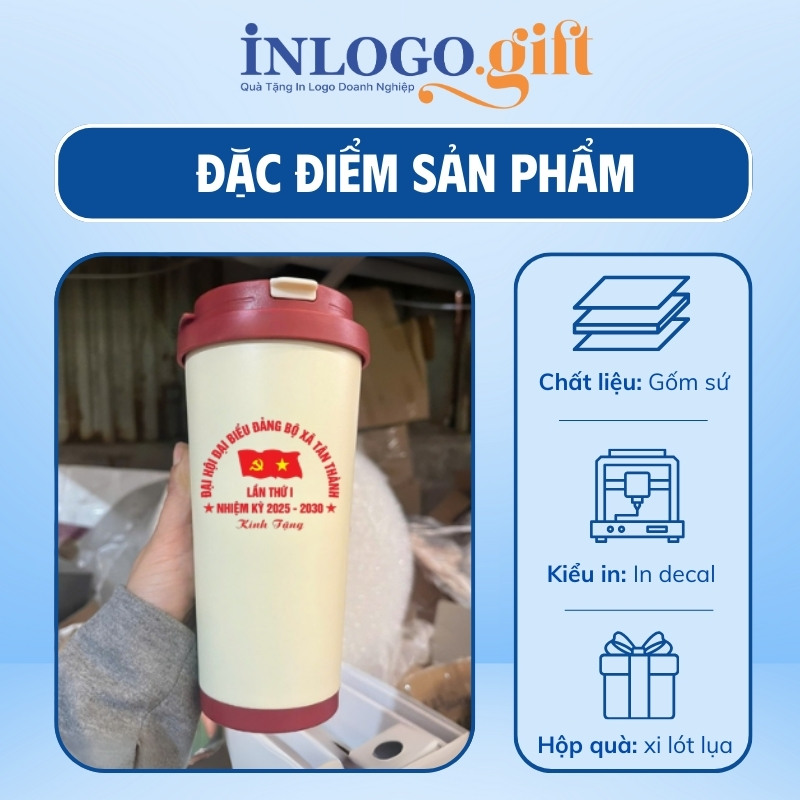 Quà tặng Đại hội in logo ly giữ nhiệt nắp bật LGN-12