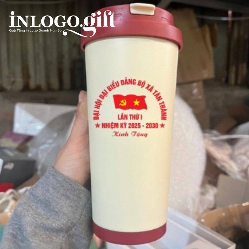 Quà tặng Đại hội in logo ly giữ nhiệt nắp bật LGN-12