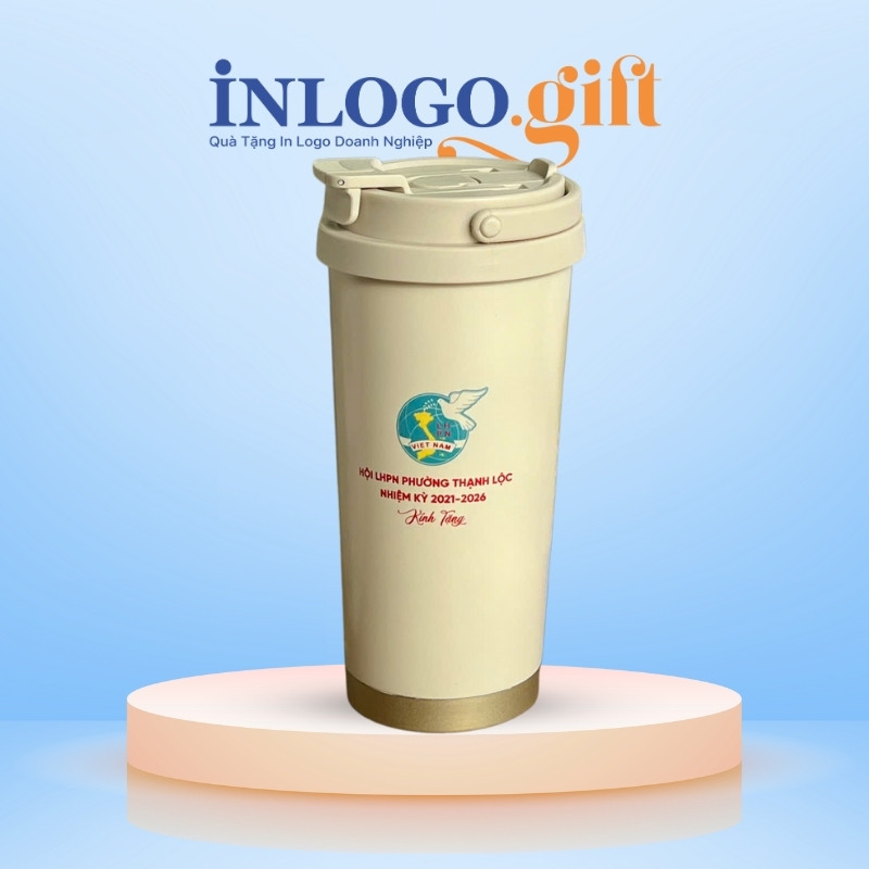 Ly giữ nhiệt quà tặng Đại hội in logo thương hiệu Flower 500ml LGN-13